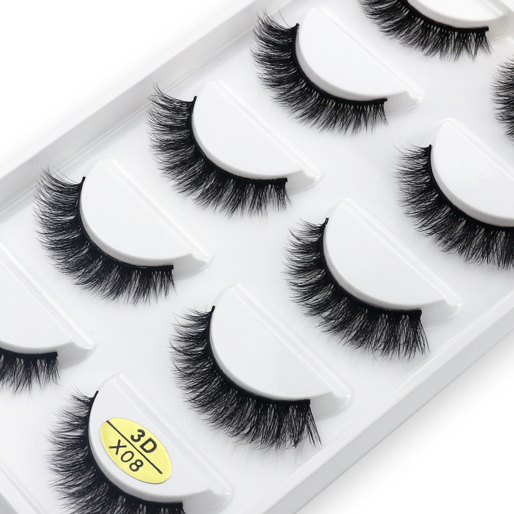 Eyelash Extension Human Hair - 5 ペア 3D フェイクミンク偽まつげナチュラルまつげエクステンション手作りふわふわつけまつげメイクアップツールまつげ X01 X06