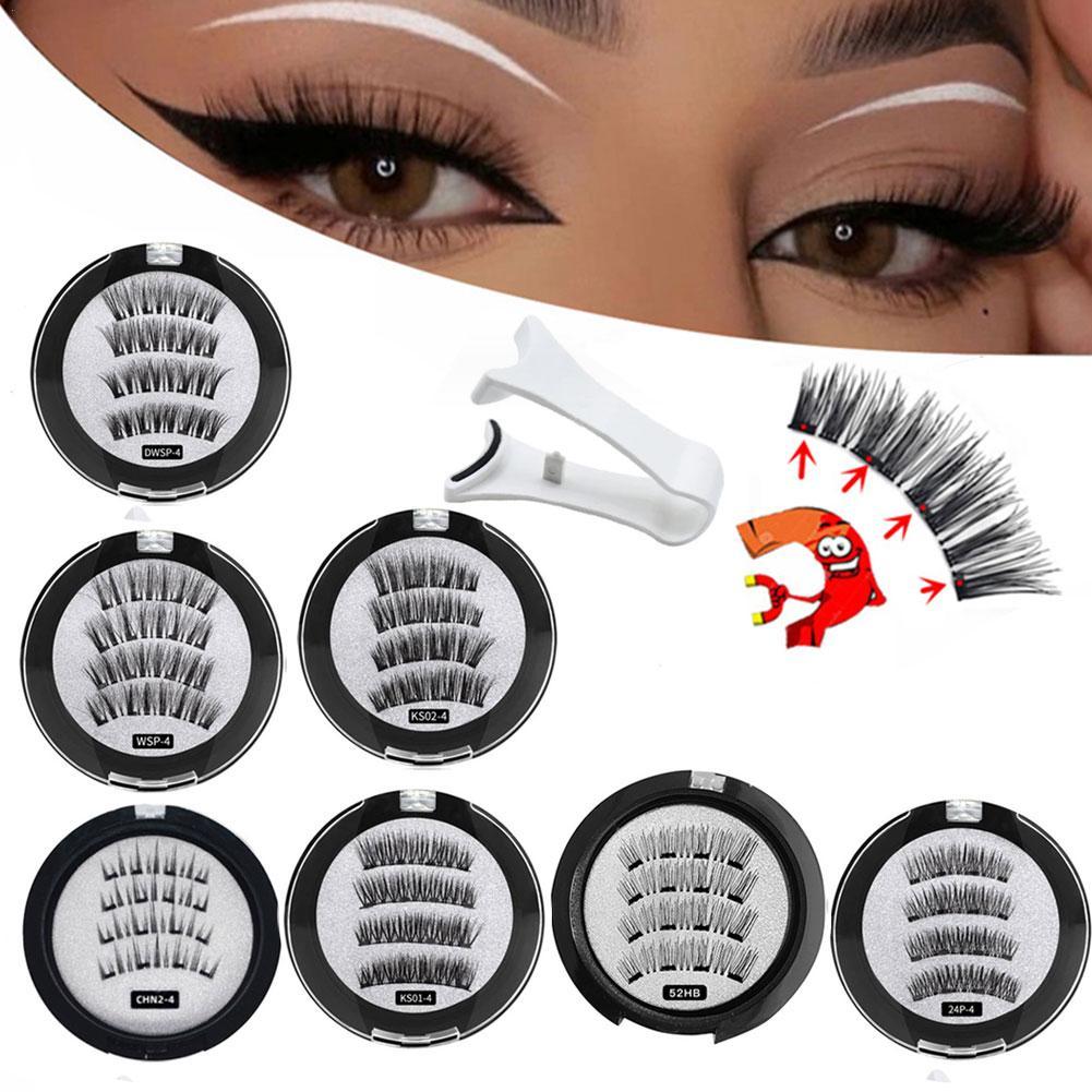 Eyelash Extension For Asian Eyes - 2 ペア 3D 磁気つけまつげ再利用可能な磁気まつげ 4 磁気まつげナチュラルまつげエクステンションメイクアップツール