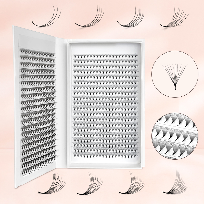 Eyelash Extension Human Hair - 800/1600 既成ボリュームラッシュファンとんがりベースプロメイド手作りブーケ Prefaits エクステンション Cils まつげ