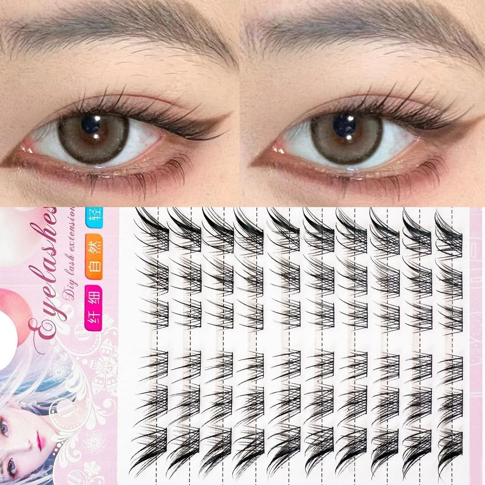 Eyelash Extension For Asian Eyes - 3Dキャットアイクラスターまつげ ナチュラルマンガフォックスつけまつげ DIYまつげエクステ Cカール 個別まつげ まつげエクステ用