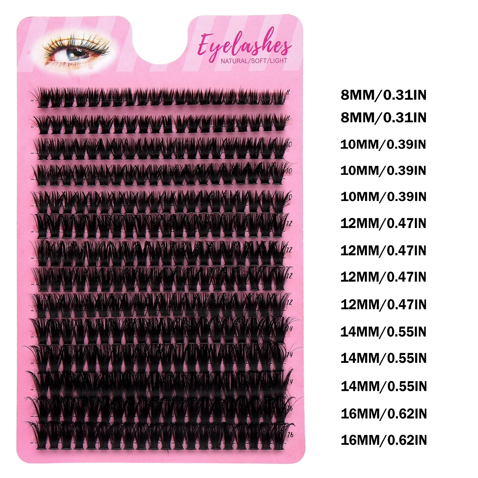 ロシア製ボリュームクラスターラッシュ、Dカール、ふんわりとし - Eyelash Extension Russian のレビューと価格