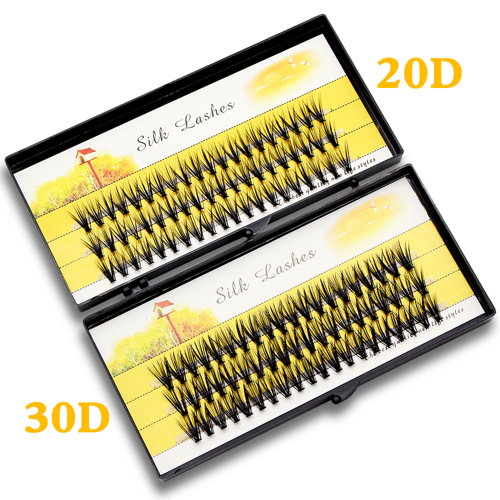 ブラック60束ミンク個別クラスターまつげエクステナチュラルD - Eyelash Extension Human Hair のレビューと価格