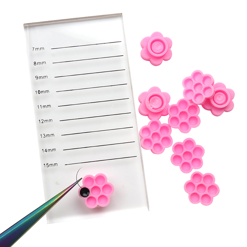 100 個ピンクの花の接着剤遅延カップグラフティングまつげメ - Eyelash Extension Look のレビューと価格